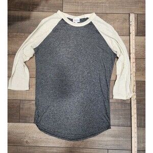 LulaRoe  Womens Shirt Small Gray Beige 3/4 Sleeve Solid Shirt